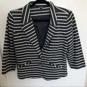 Express Gray and White Striped Blazer